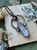 Rare Dumortierite/ Raw Hessonite Garnet/ Herkimer Diamond/ Tourmaline Copper Necklace