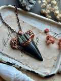 Mako Shark Tooth & GreenTourmaline Copper Necklace