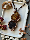 Double Ammonite & Black Tourmaline Copper Necklace