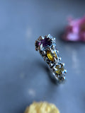 Pink & Yellow Sapphire Sterling Silver Ring Size 7