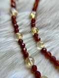 Sunstone/ Rutile/ Hessonite Garnet Sterling Silver Necklace