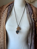 Double Ammonite & Black Tourmaline Copper Necklace