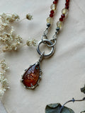 Sunstone/ Rutile/ Hessonite Garnet Sterling Silver Necklace