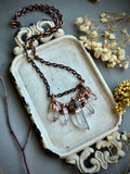 Clear Quartz & Tourmaline Copper Necklace