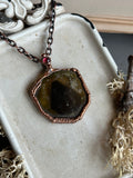 Green Madagascar Tourmaline Slice With Spinel Copper Necklace