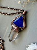 Lapis Lazuli/ Rare Silver Rutile Copper Necklace