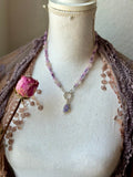 Lavender Quartz/ Kunzite/ Amethyst/ Rose Quartz Beaded Sterling Silver Necklace