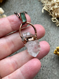 Tibetan Quartz And Green Tourmaline Copper Necklace