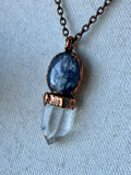 Iolite Sunstone/ Clear Quartz Point Copper Necklace