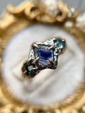 Green and Blue Madagascar Sapphire Sterling Silver Ring Size 6