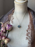 Black Aquamarine Orb Sterling Silver Necklace