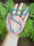 Blue Apatite & Pearl Baroque Beaded Sterling Silver Necklace
