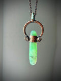 Chrysoprase/ Herkimer Diamond/ Green Tourmaline Copper Necklace
