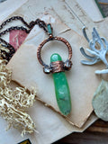 Chrysoprase/ Herkimer Diamond/ Green Tourmaline Copper Necklace