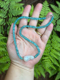 Blue Apatite & Pearl Baroque Beaded Sterling Silver Necklace