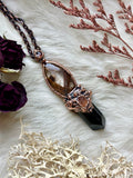Brazilian Green Tourmaline/ Imperial Topaz/ Star Rutile/ Raw Hessonite Garnet Copper Necklace