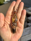 Brazilian Green Tourmaline/ Imperial Topaz/ Star Rutile/ Raw Hessonite Garnet Copper Necklace