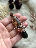 Brazilian Green Tourmaline/ Imperial Topaz/ Star Rutile/ Raw Hessonite Garnet Copper Necklace