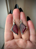 Carved Pink Rubellite Tourmaline Sterling Silver Earrings
