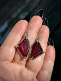 Carved Pink Rubellite Tourmaline Sterling Silver Earrings