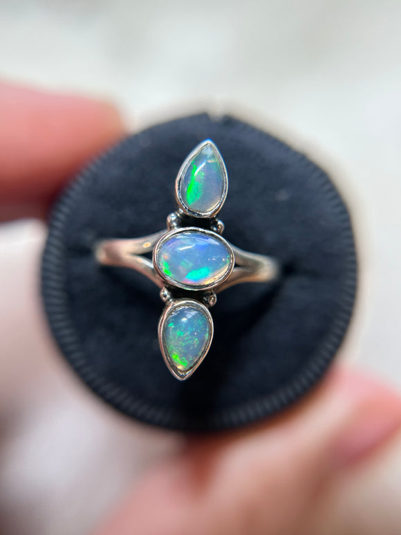 Ethiopian Opal Sterling Silver Ring Size 9.25