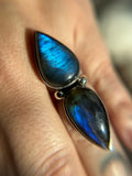 Double Labradorite Sterling Silver Ring Size 8.5