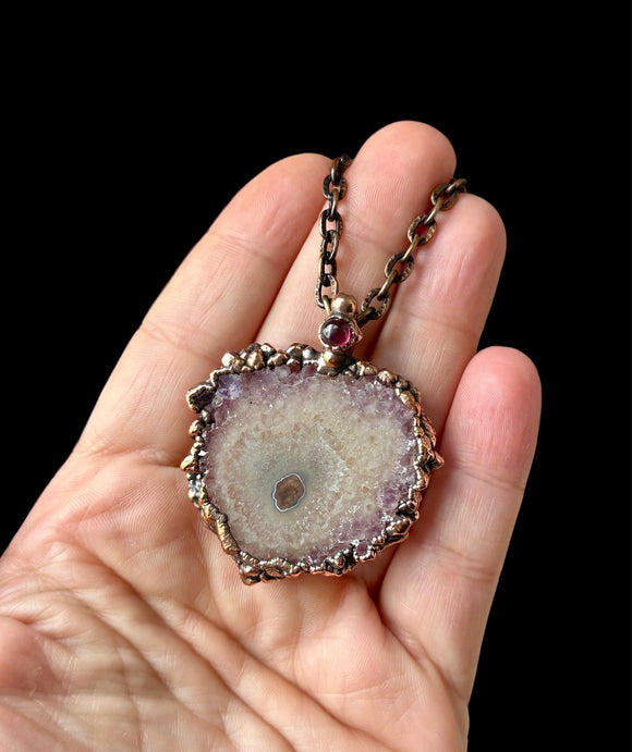 Amethyst Stalactite/ Pink Spinel Copper Necklace