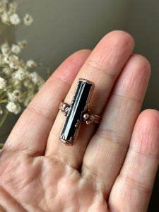 Black Tourmaline Copper Rings Size 9