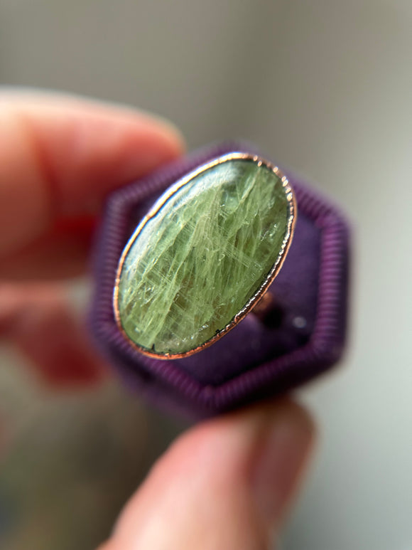 Green Kyanite Copper Ring Size 8