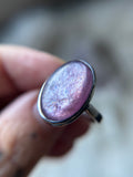 Gem Lepidolite Adjustable Sterling Silver Ring GL5