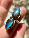 Double Labradorite Sterling Silver Ring Size 5