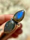 Double  Labradorite Sterling Silver Ring Size 7.25