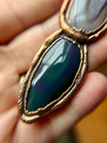 Botswana Agate/ Rainbow Obsidian/ Pink Tourmaline Copper Necklace