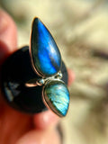 Double Labradorite Sterling Silver Ring Size 11