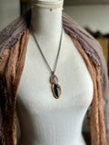 Botswana Agate/ Rainbow Obsidian/ Pink Tourmaline Copper Necklace
