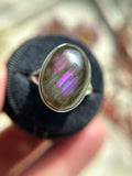 Rare Purple Labradorite Sterling Silver Ring Size 11
