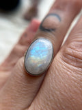 Rainbow Moonstone Sterling Silver Ring Size 7.25