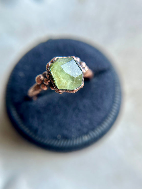 Peridot Copper Ring Size 7.5