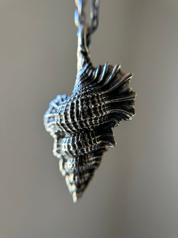 Real Casted Seashell Sterling Silver Necklace