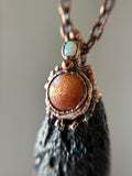 Tibetan Tektite/Sunstone/ Ethiopian Opal Copper Necklace