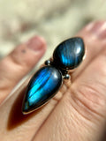 Double Labradorite Sterling Silver Ring 7