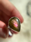 Rare Purple Labradorite Sterling Silver Ring Size 10