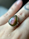 Rare Purple Labradorite Sterling Silver Ring Size 10