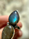 Double  Labradorite Sterling Silver Ring Size 7.25