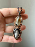Rare Hollandite In Citrine/ Hypersthene/ Tourmaline Copper Necklace