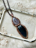 Botswana Agate/ Rainbow Obsidian/ Pink Tourmaline Copper Necklace