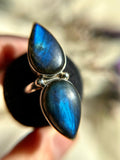 Double Labradorite Sterling Silver Ring Size 10.5