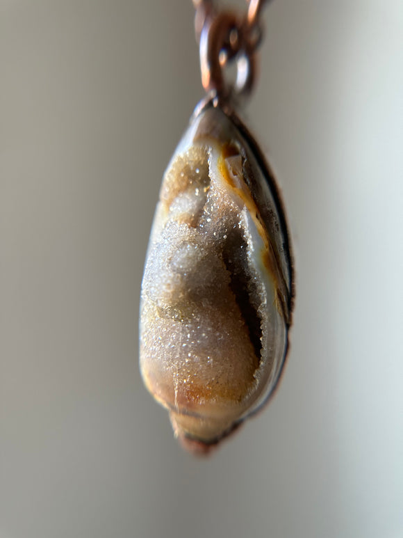 Gem Spiralite Sea Gell Fossil Copper Necklace