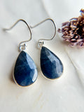 Rose Cut Blue Sapphire Sterling Silver Earrings