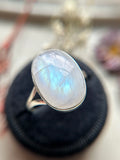 Rainbow Moonstone Sterling Silver Ring Size 11
